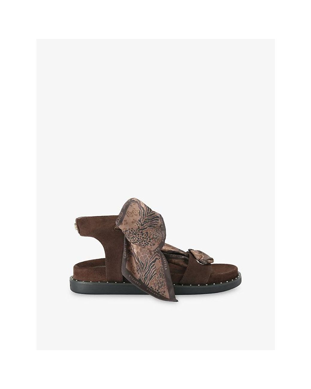 Carvela Kurt Geiger Brown Sorrento Scarf Faux-Suede Sandals