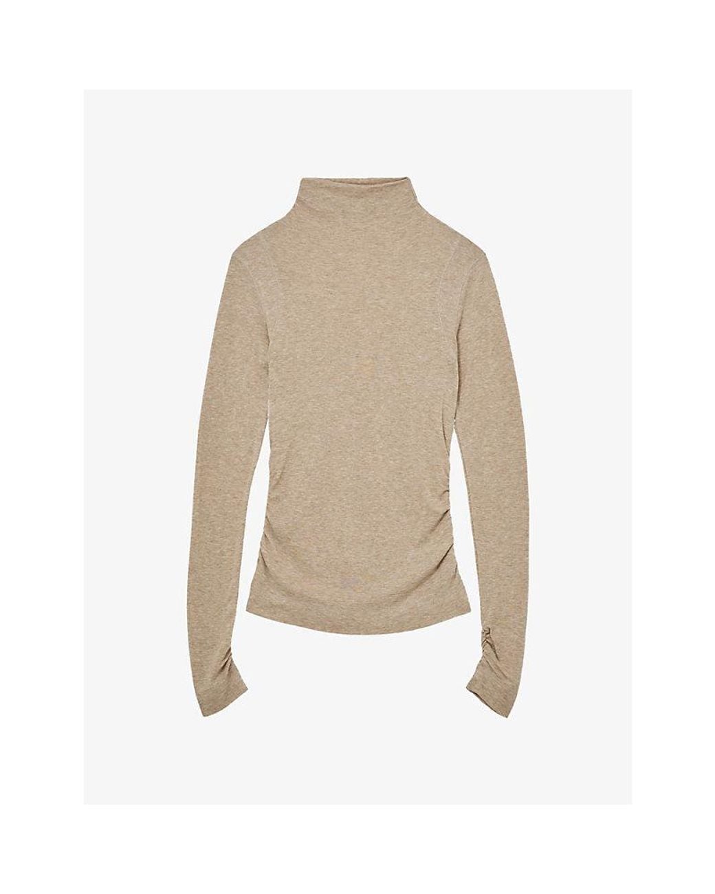 Reiss Natural Heidi Mock-Neck Stretch Wool-Blend Top