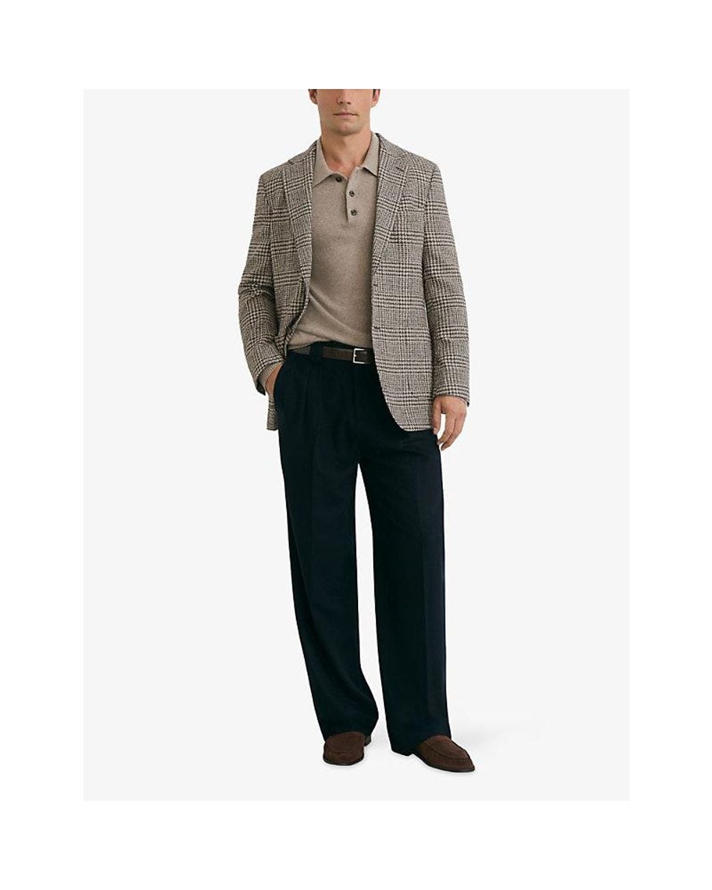 Reiss Gray Tuscan Houndstooth Wool-Blend Blazer for men