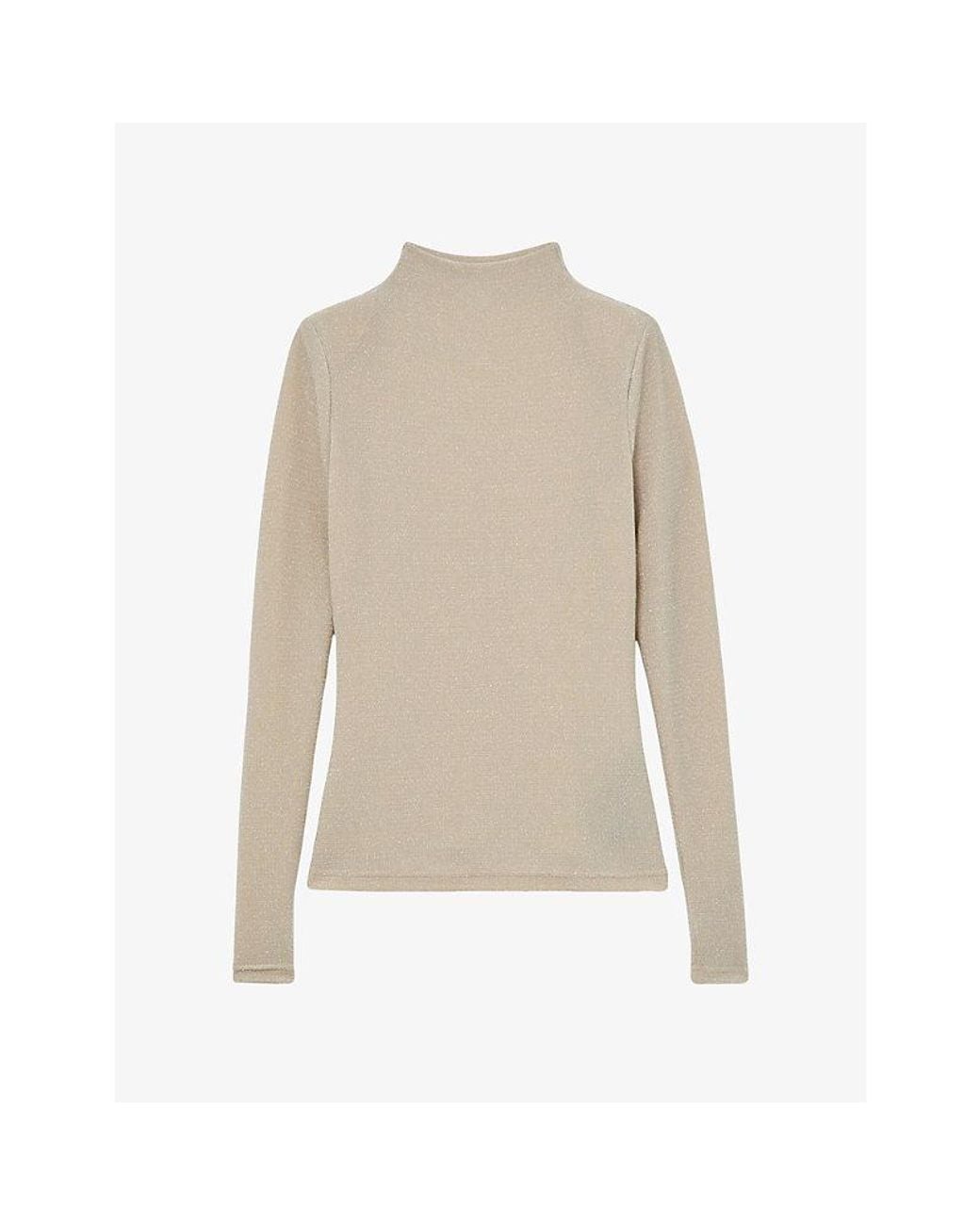 Reiss White Serena High-Neck Mesh Top