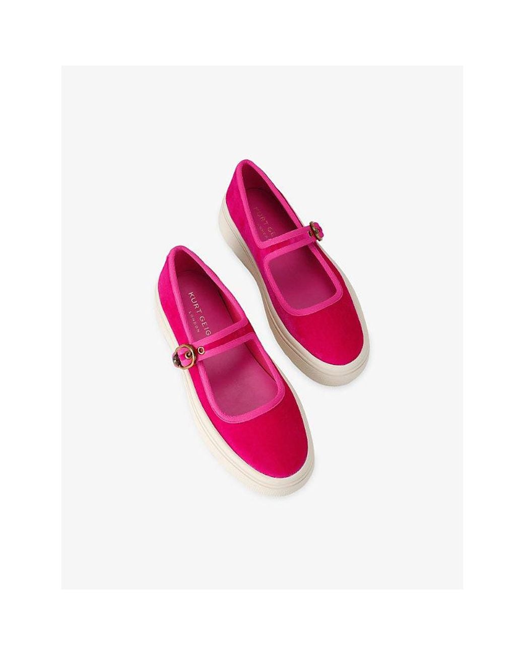 Kurt Geiger Pink Mayfair Velvet Mary-Jane Trainers