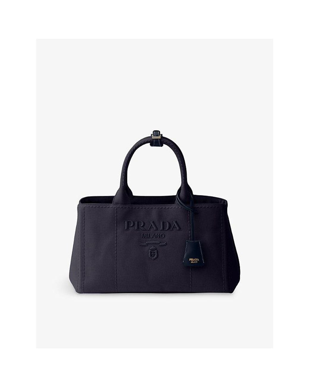 Prada Blue Jardinière Small Cotton-Canvas Top-Handle Bag