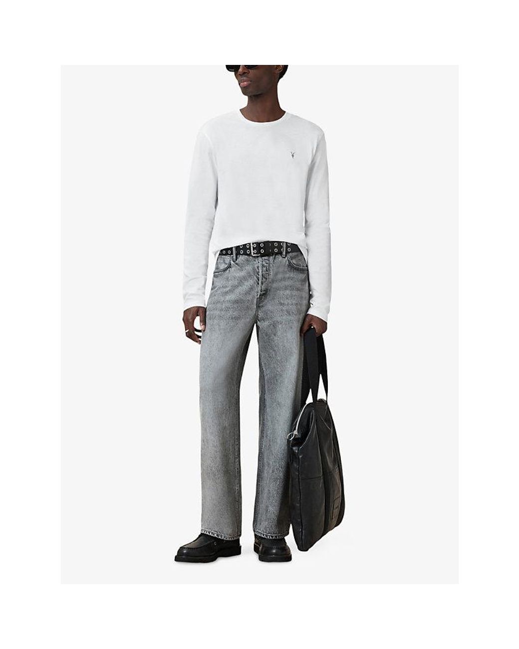 AllSaints White Brace Embroidered-Appliqué Cotton T-Shirt for men