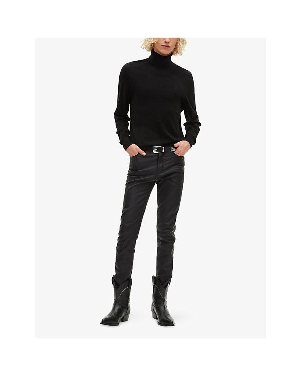 The Kooples Black Roll-Neck Long-Sleeve Wool Jumper for men