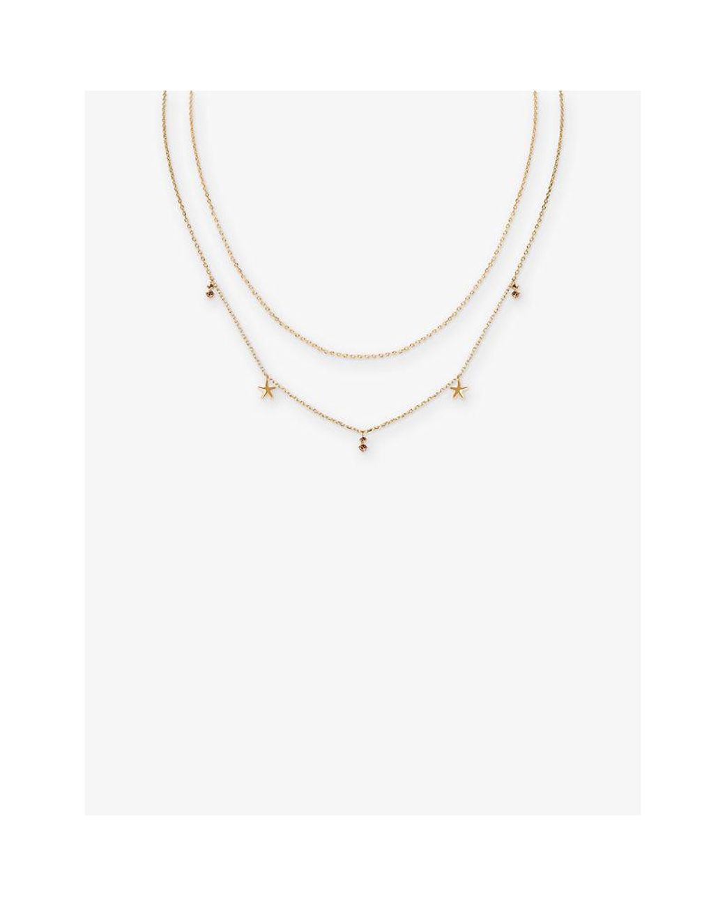 Astrid & Miyu White Starfish Double Chain-Plated Sterling- And Cubic Zirconia Necklace