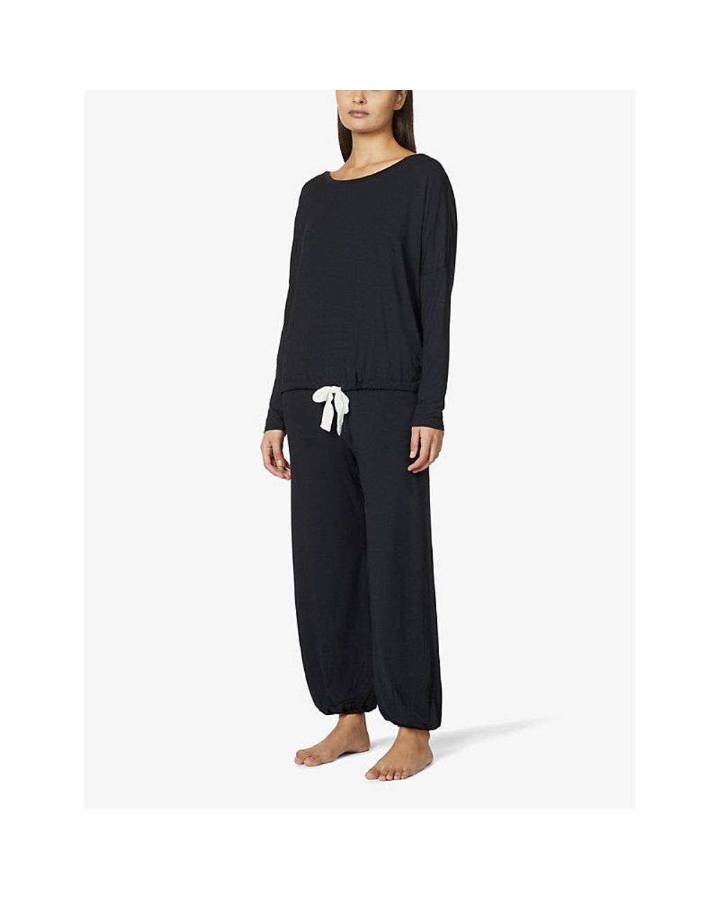 Eberjey Black Gisele Slouchy Stretch-Jersey Pyjama Set