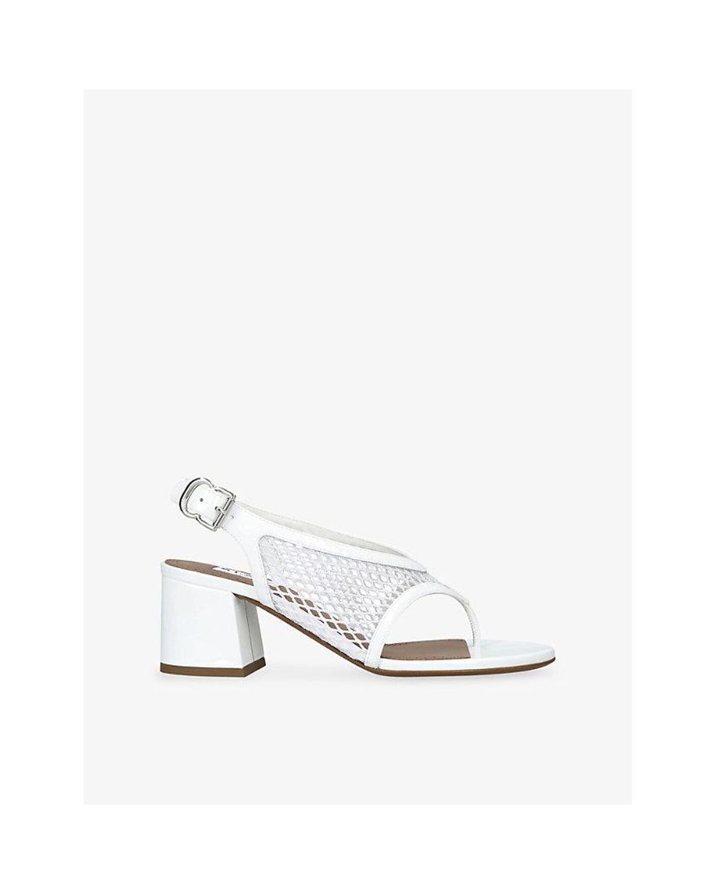 Alaïa White Fishnet 55 Heeled Leather Sandals