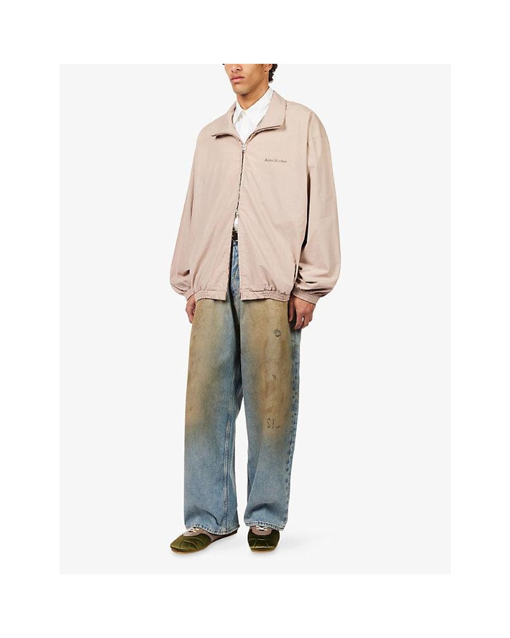 Acne Pink Washed Logo Cotton Jacket for men
