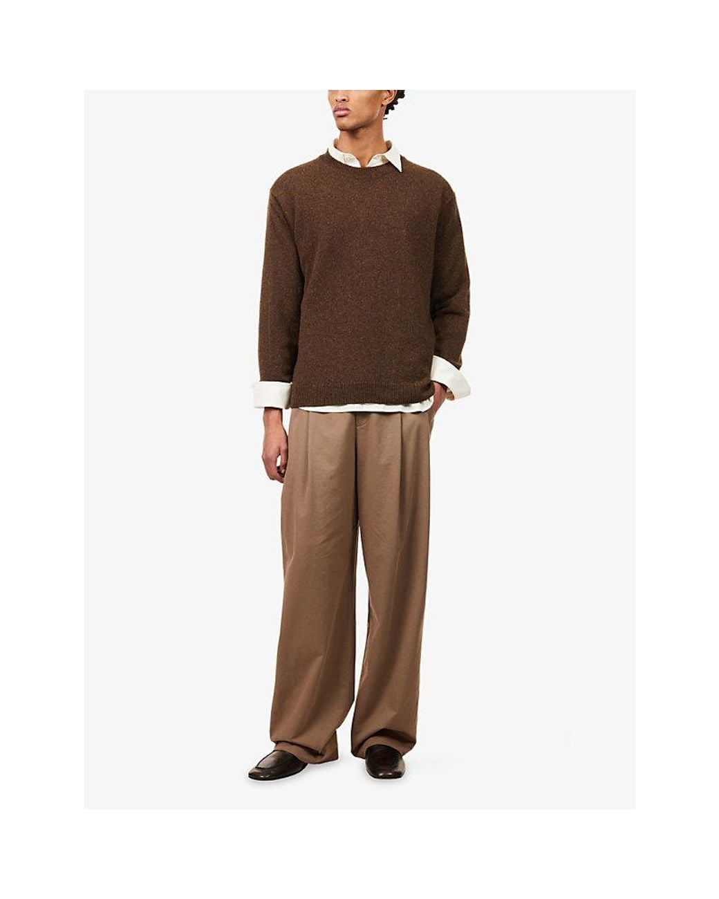 The Row Brown Dumbo Crewneck Knitted Cashmere Jumper for men