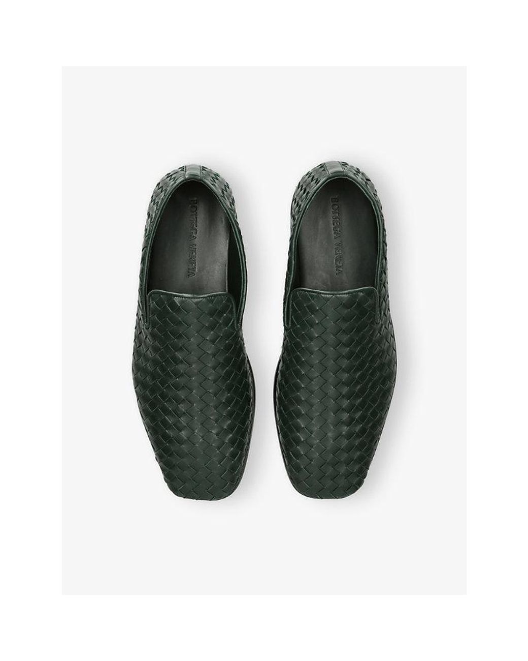 Bottega Veneta Green Intrecciato Leather Loafers for men