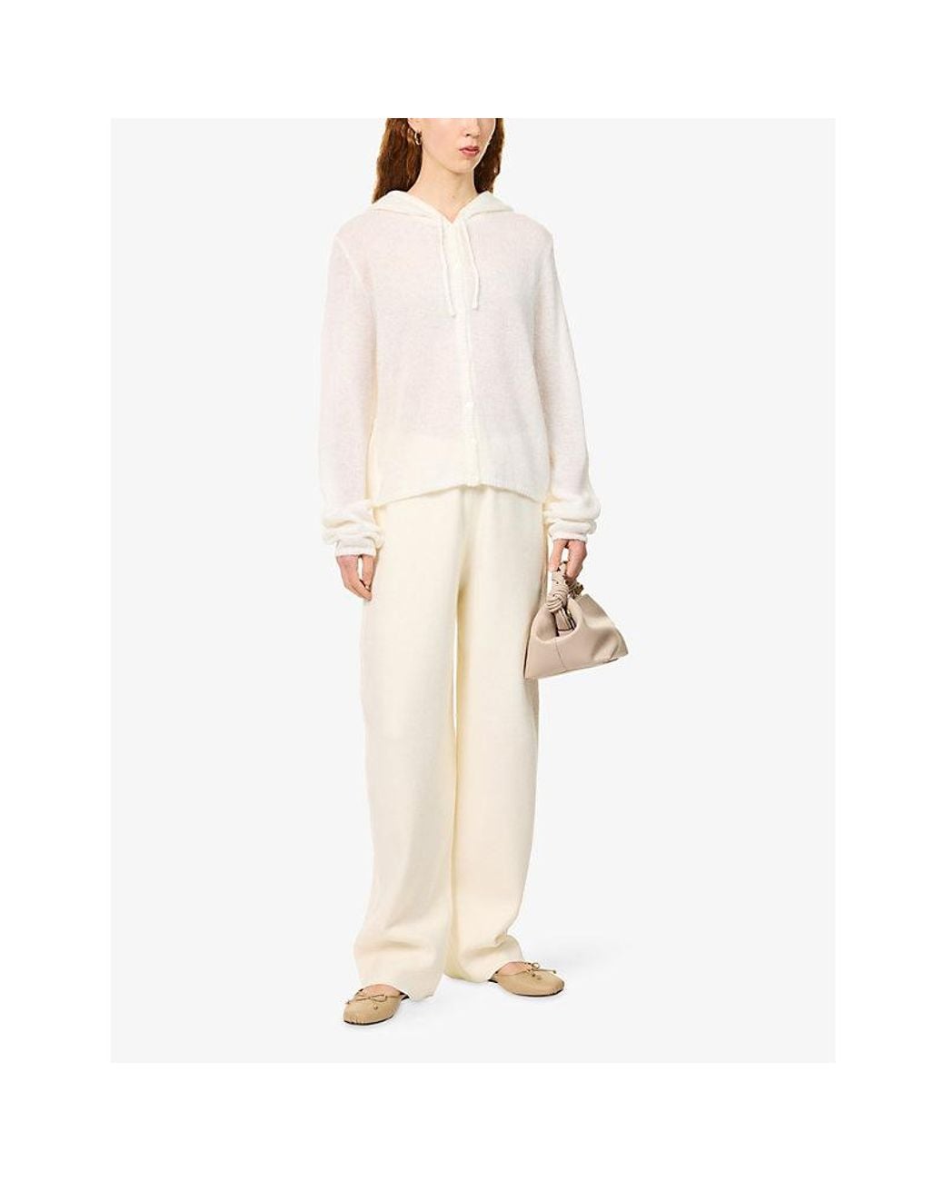 The Couture Club White Relaxed-Fit Knitted Cardigan