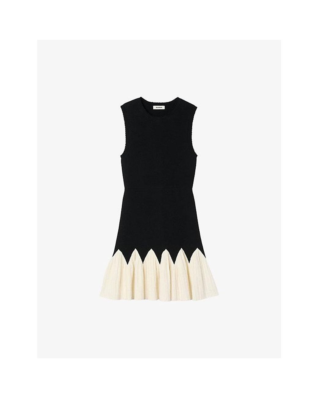 Sandro Black Two-Tone Sleeveless Stretch-Knit Mini Dress