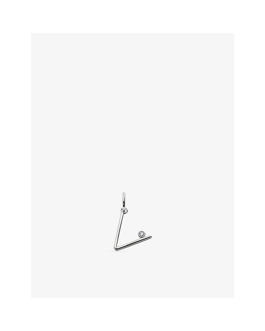 Monica Vinader White Solitaire Diamond Initial V Sterling- And 0.035Ct Lab-Grown Diamond Pendant