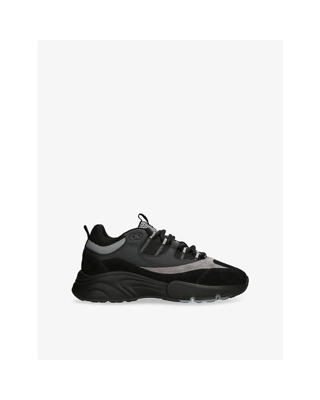 Cleens Black Aero Runner Leather, Suede And Mesh Trainers for men