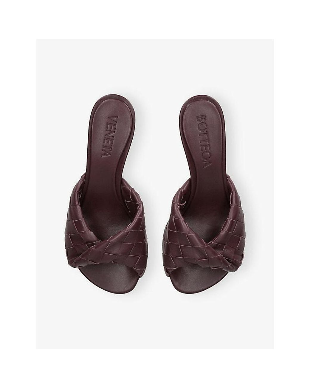 Bottega Veneta Brown Blink Intrecciato Leather Mules