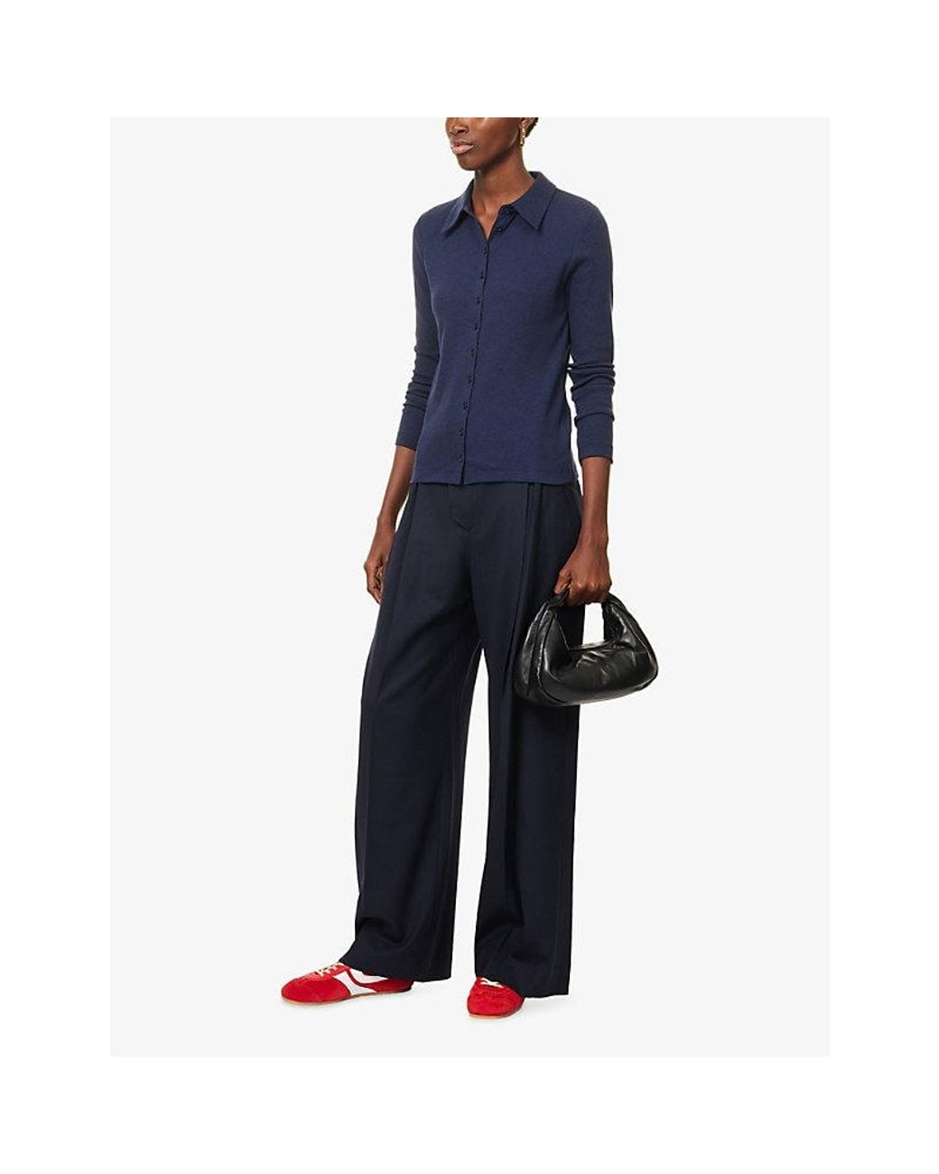 ME+EM Blue Ultimate Rib Collared Stretch-Cotton Shirt