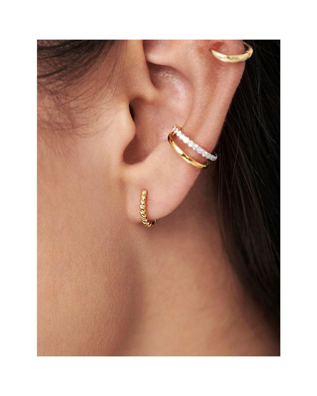 Missoma Metallic Rope 9Ct Huggies Earrings