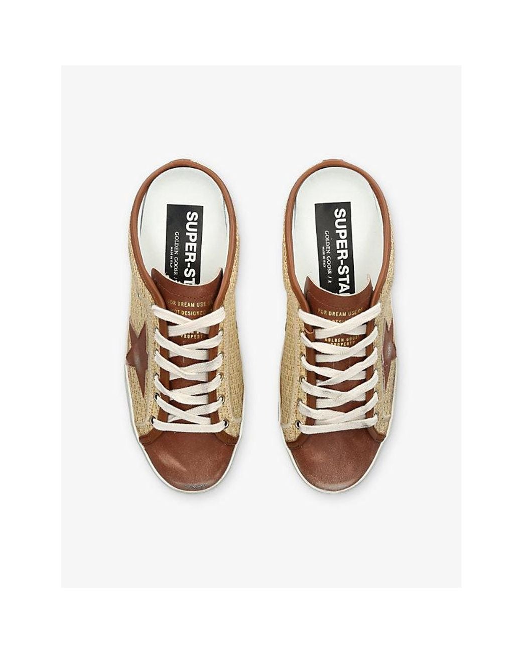 Golden Goose Deluxe Brand Natural Super Star Sabot 15319 Woven And Leather Trainers