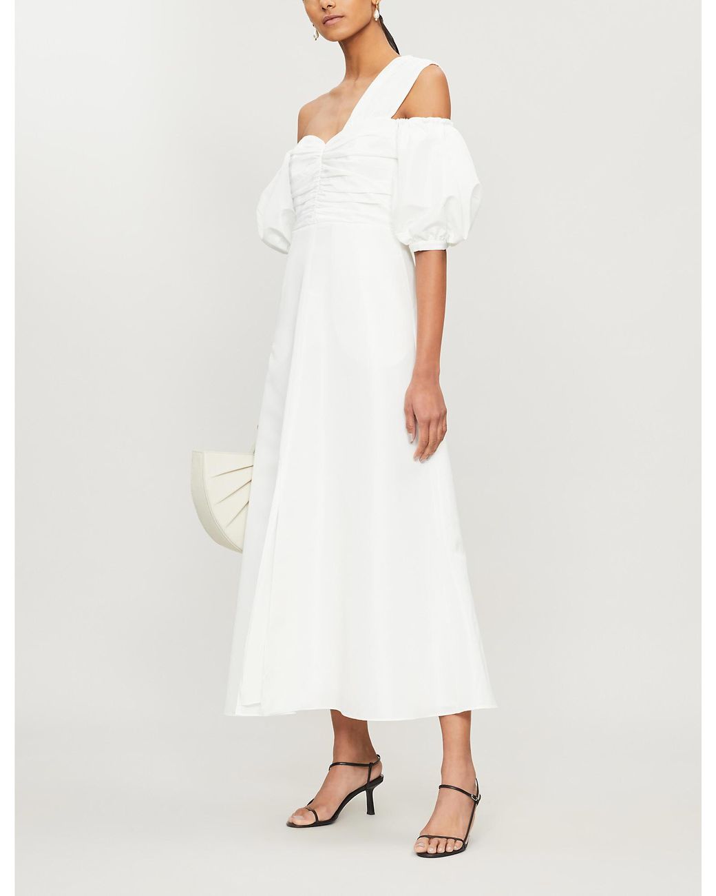 Lace Puff-sleeve Crepe Dress 