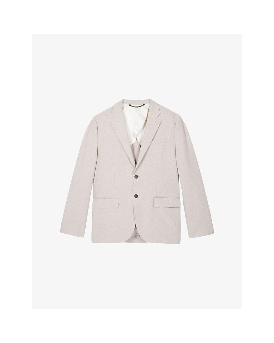 The Kooples Natural Lapel-Collar Single-Breasted Cotton And Linen-Blend Blazer for men
