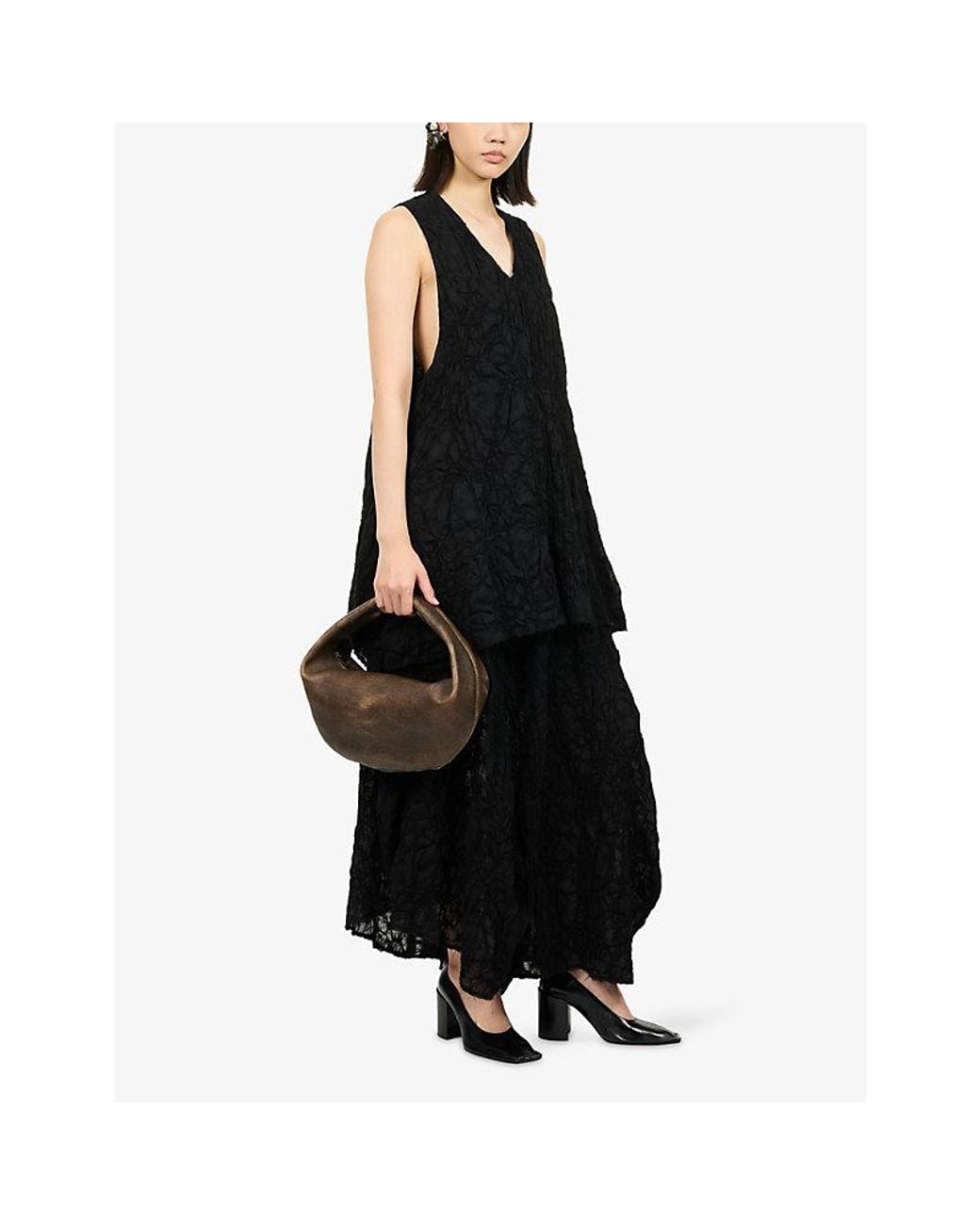 Marc Le Bihan Black Textured Wool Top