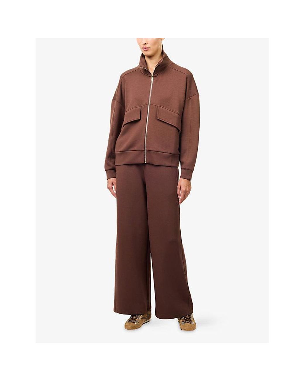 Now You Live Brown Oakland Zip-Through Stretch-Modal-Blend Sweatshirt