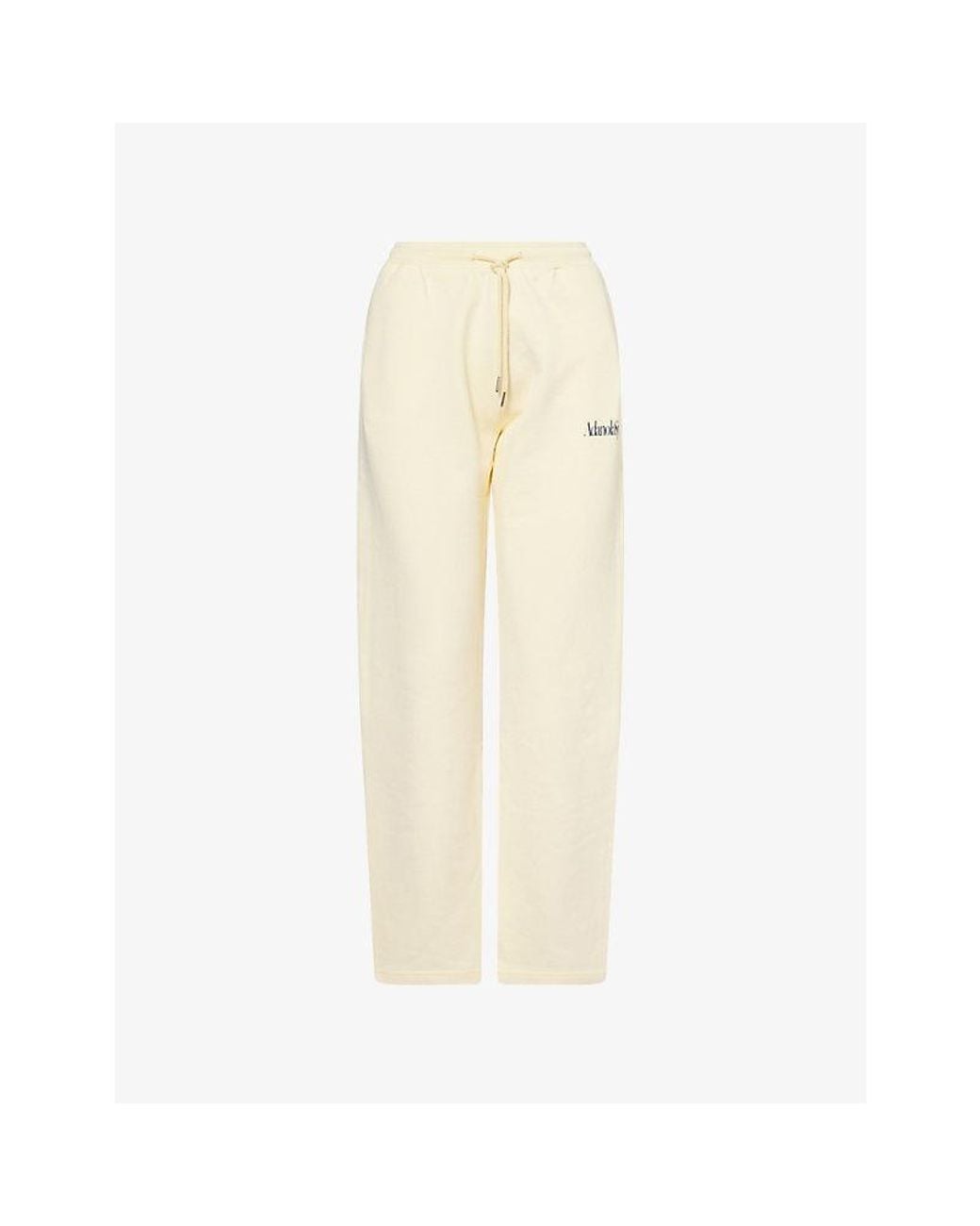 ADANOLA Natural Logo-Embroidered Straight-Leg Cotton Jogging Bottoms