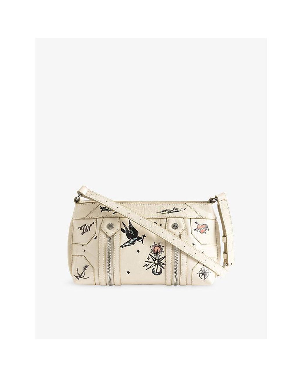 Zadig & Voltaire Natural Sunny Mood Tattoo Leather Cross-Body Bag