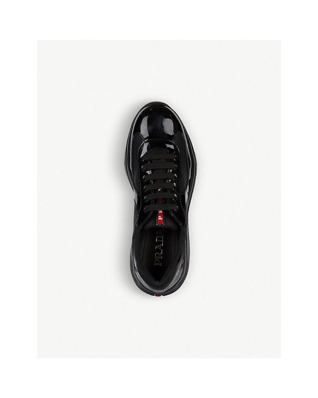 Prada Black America's Cup Leather And Mesh Trainers for men