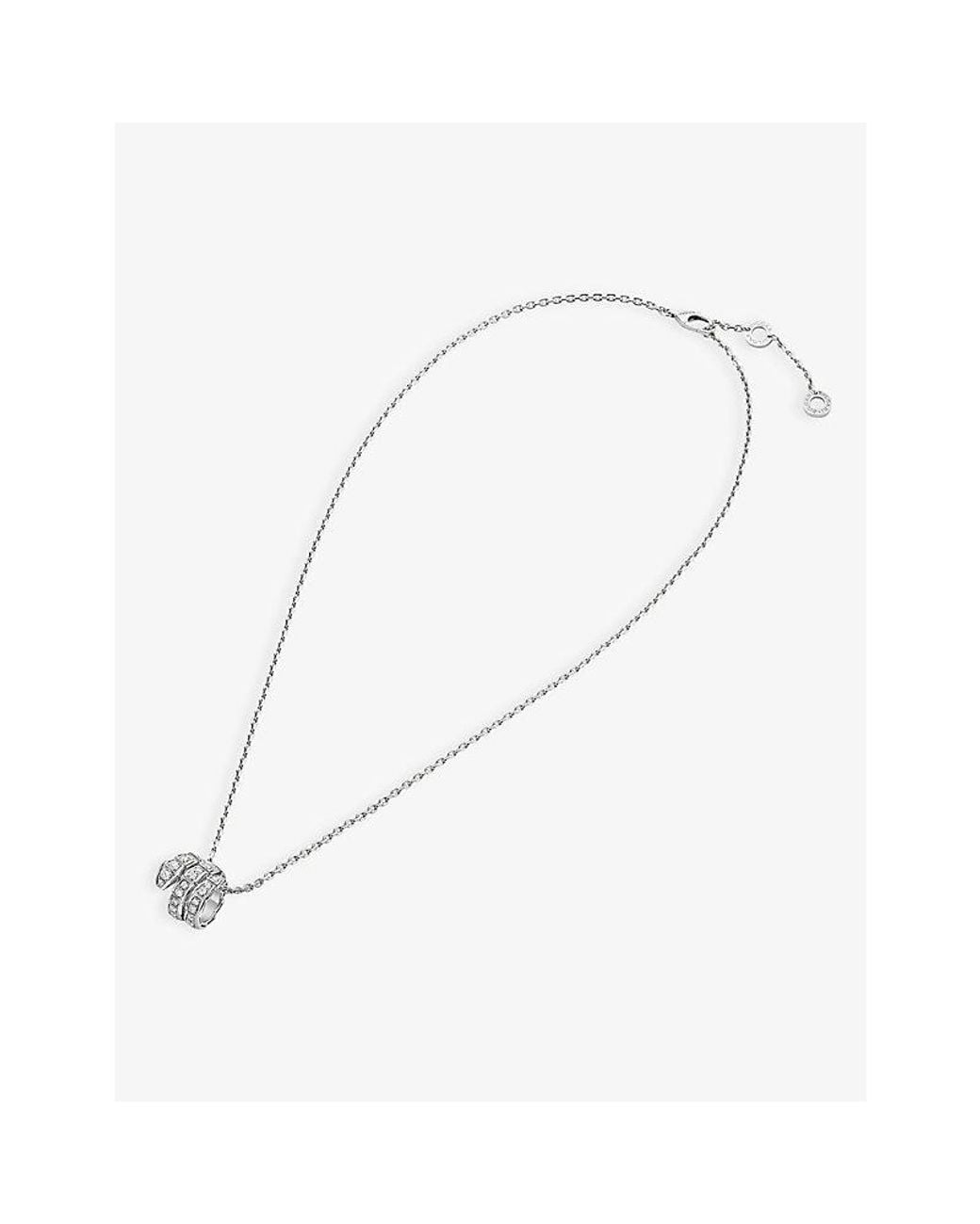BVLGARI White Serpenti Viper 18Ct- And 0.63Ct Round-Cut Diamond Pendant Necklace
