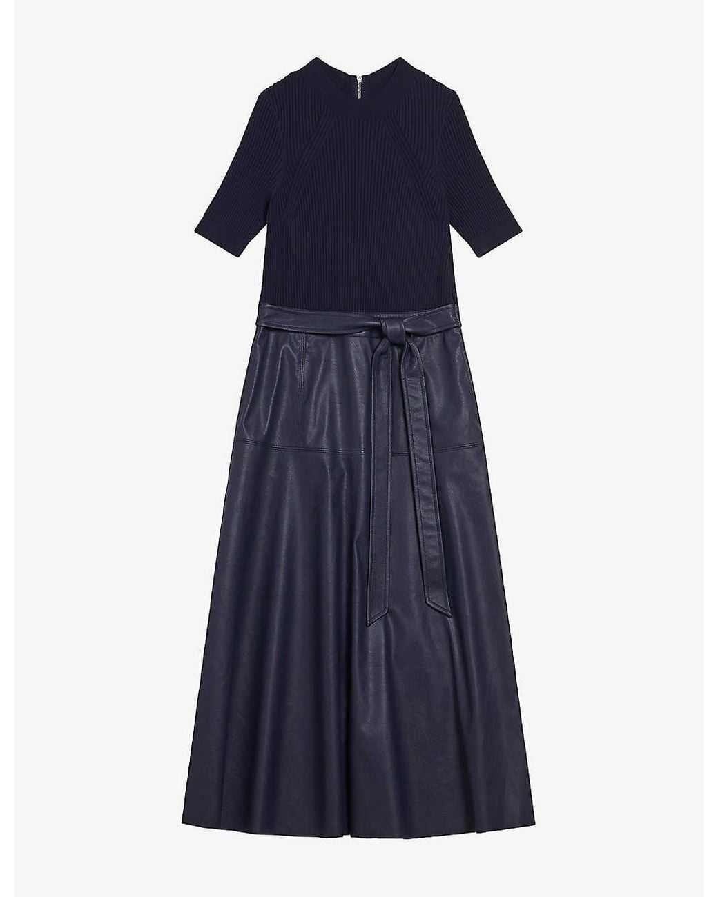 alltaa knitted bodice dress with pleather skirt