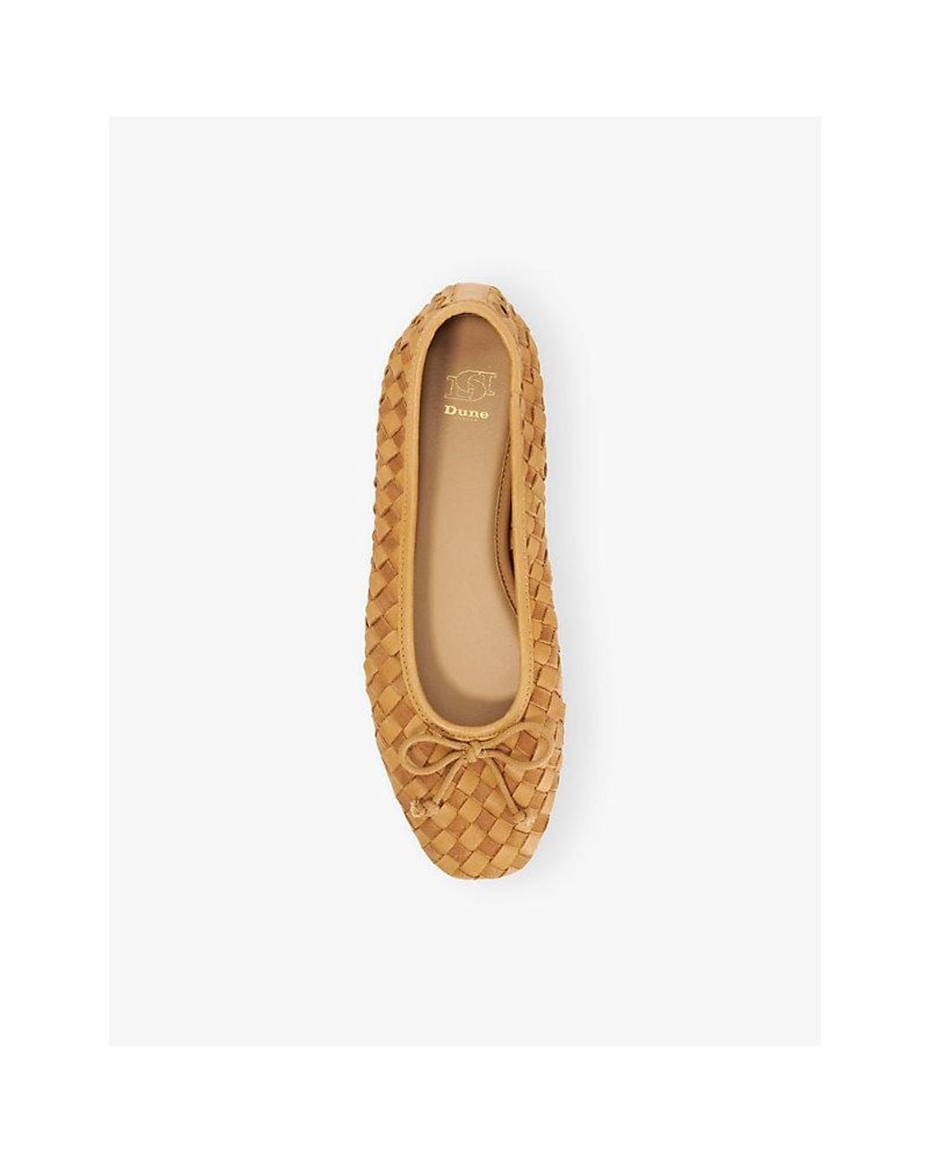 Dune Natural Heat Woven Leather Ballet Flats