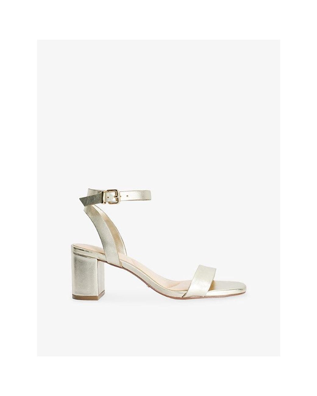 Dune White Medina Heeled Leather Sandals
