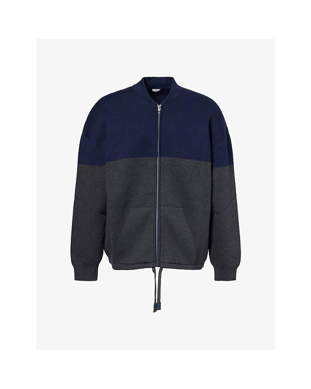 Loewe Blue Anagram Patch Knitted Cotton-Blend Cardigan for men