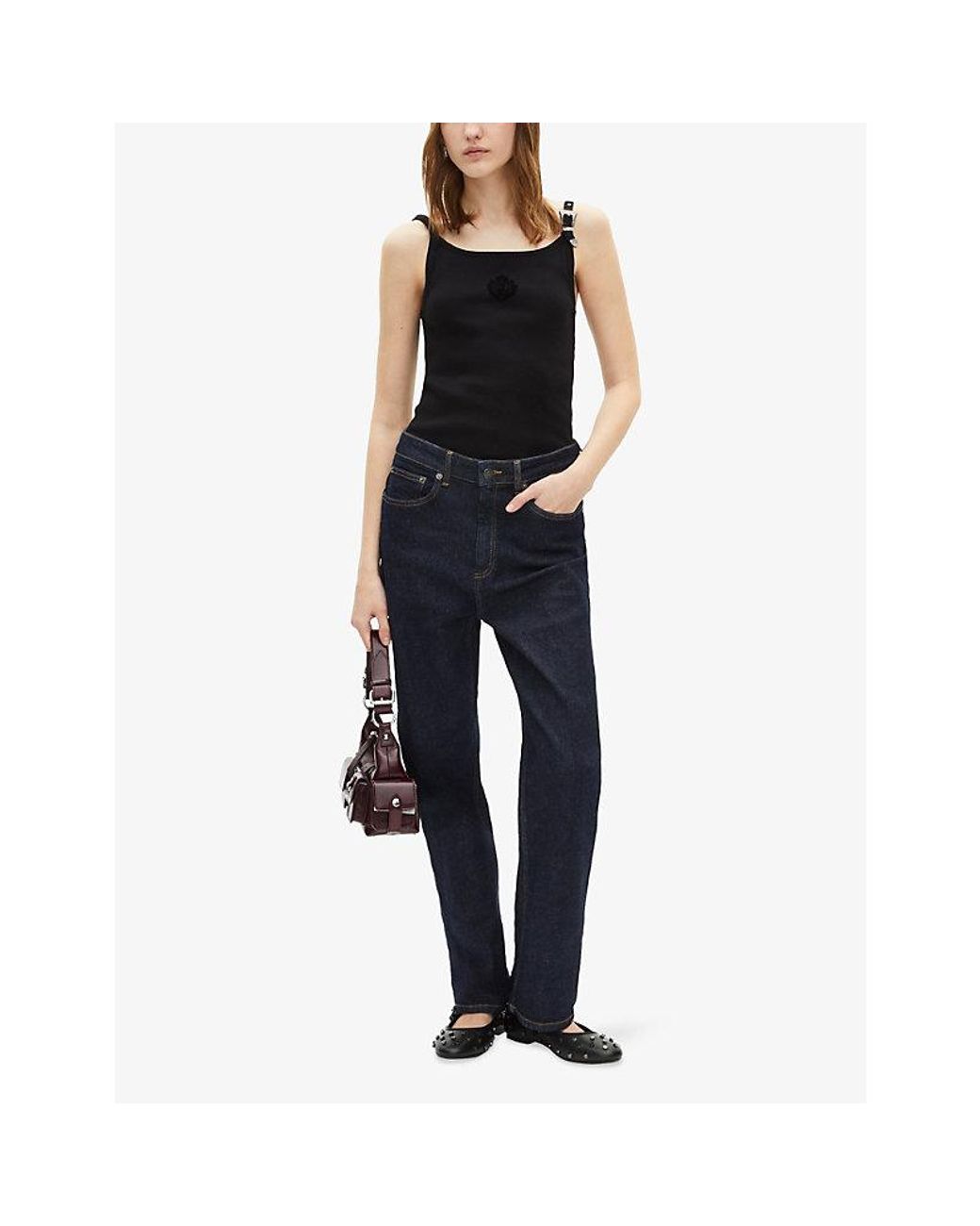 The Kooples Black Buckle-Embellished Slim-Fit Stretch-Jersey Vest