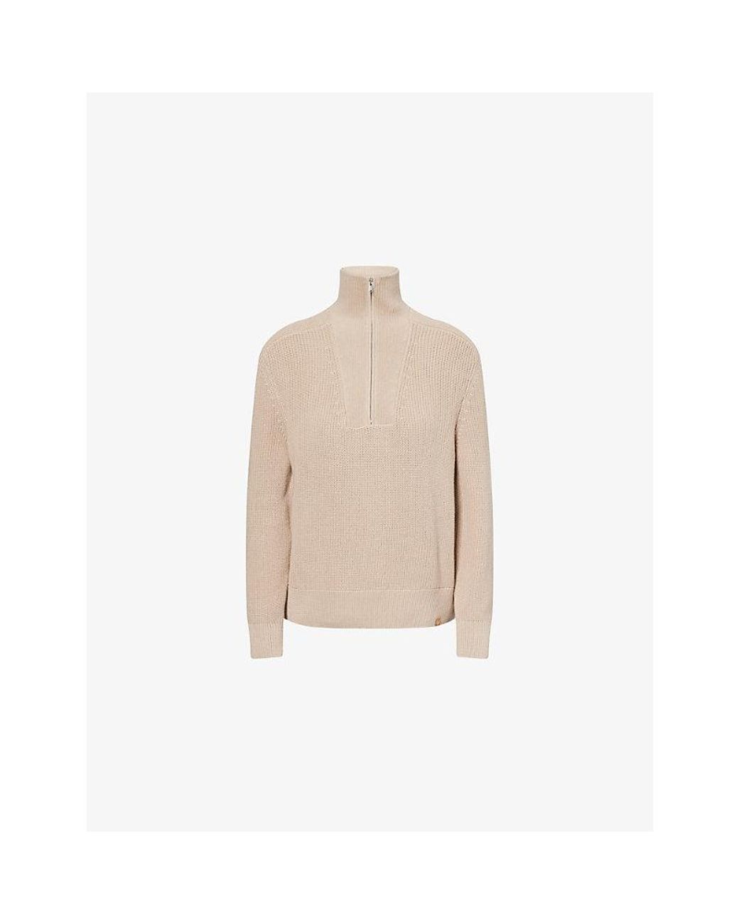 Now You Live Natural Welland Quarter-Zip Cotton Jumper