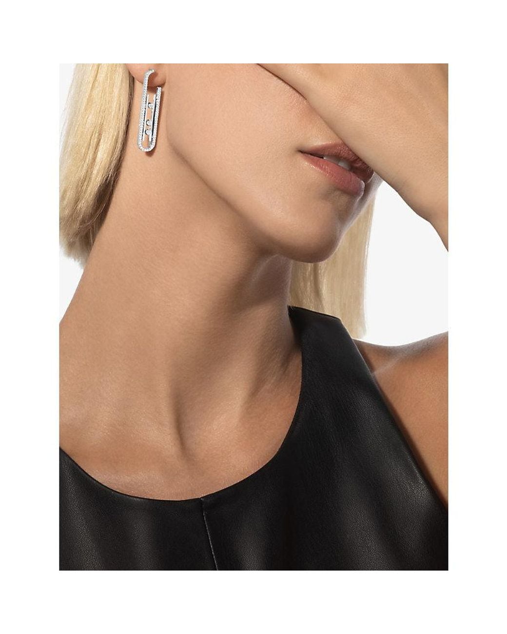 Messika White Move 10Th 18Ct And 1Ct Diamond Earrings