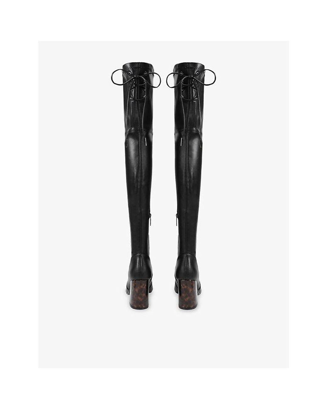 Carvela Kurt Geiger Black Vito Faux-Leather Heeled Over-The-Knee Boots