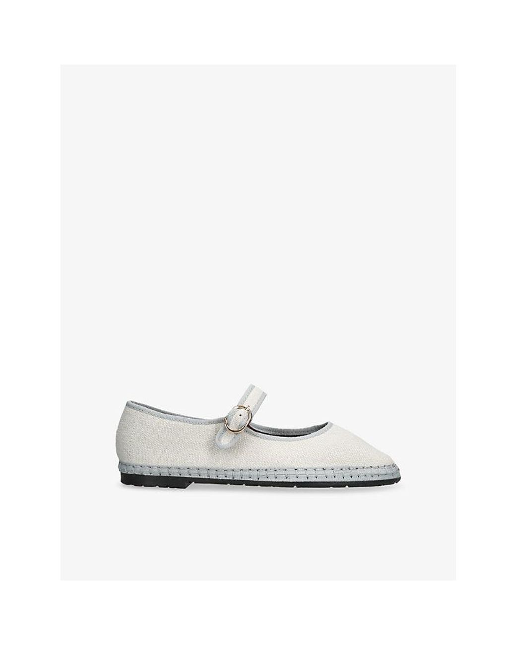 Flabelus White Dalloway Linen Ballet Flats