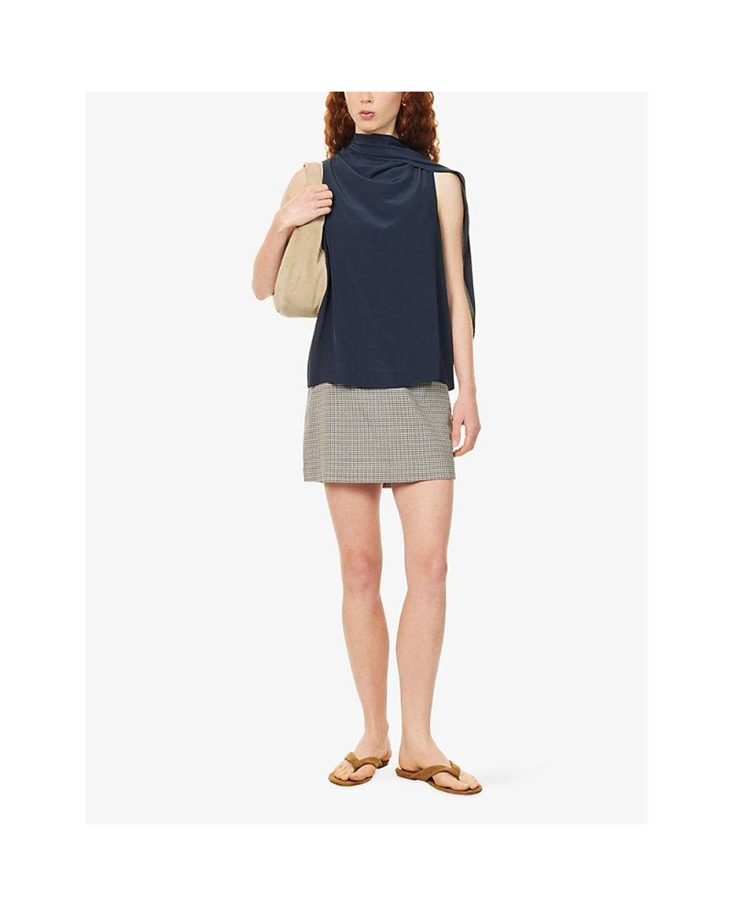 Rag & Bone Blue Adela Draped Silk Top