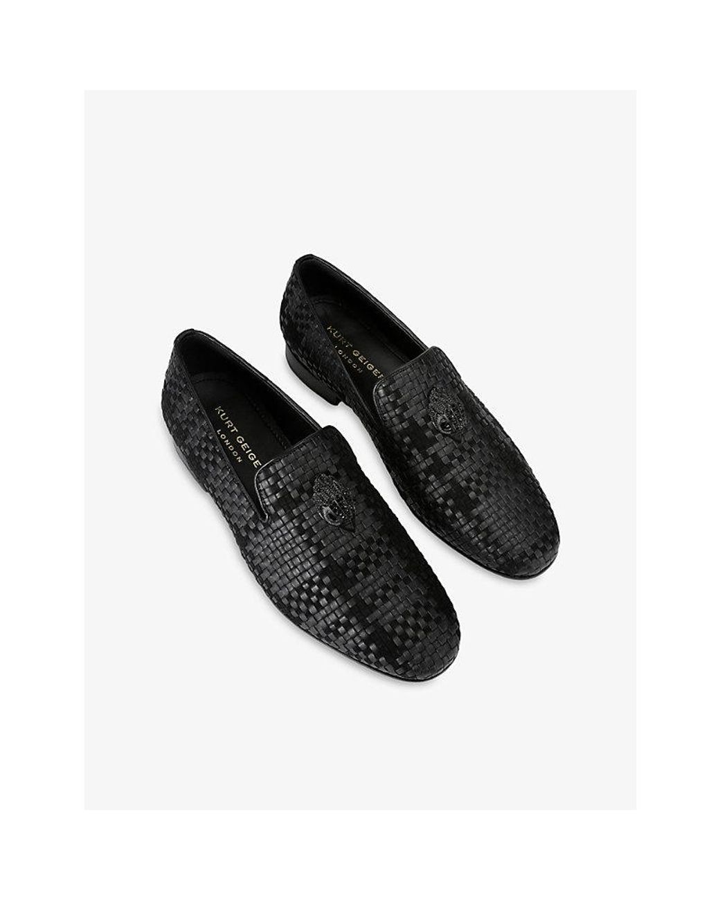 Kurt Geiger Black Ace Stud Leather Loafers for men