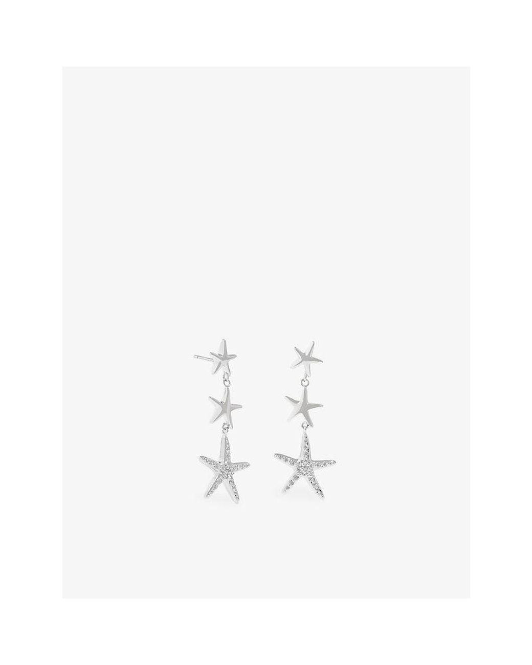 Astrid & Miyu White Starfish-Plated Brass And Cubic Zirconia Drop Stud Earrings