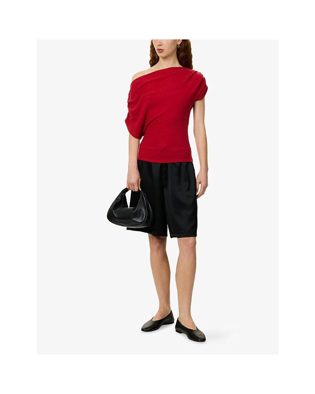 Reformation Black Sandy Elasticated Satin Shorts