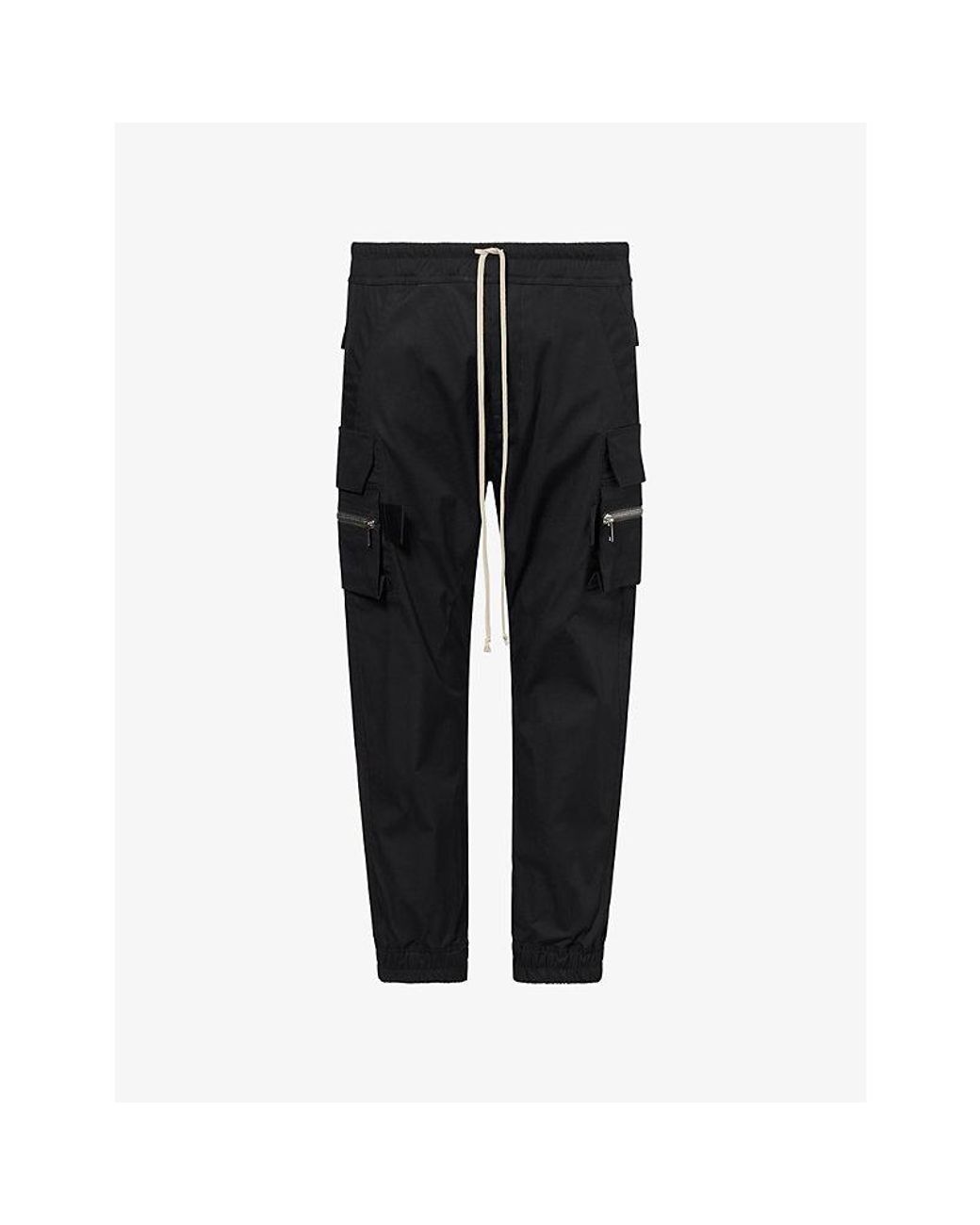 Rick Owens Black Mastodon Slim-Fit Cotton Cargo Trousers for men