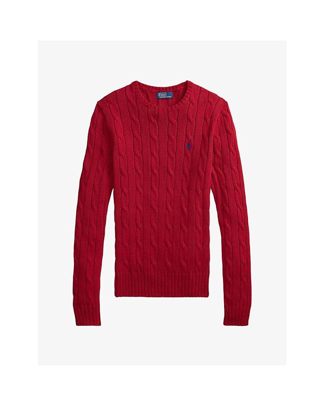 Polo Ralph Lauren Red Julianna Cable-Knitted Wool-Cashmere Blend Jumper