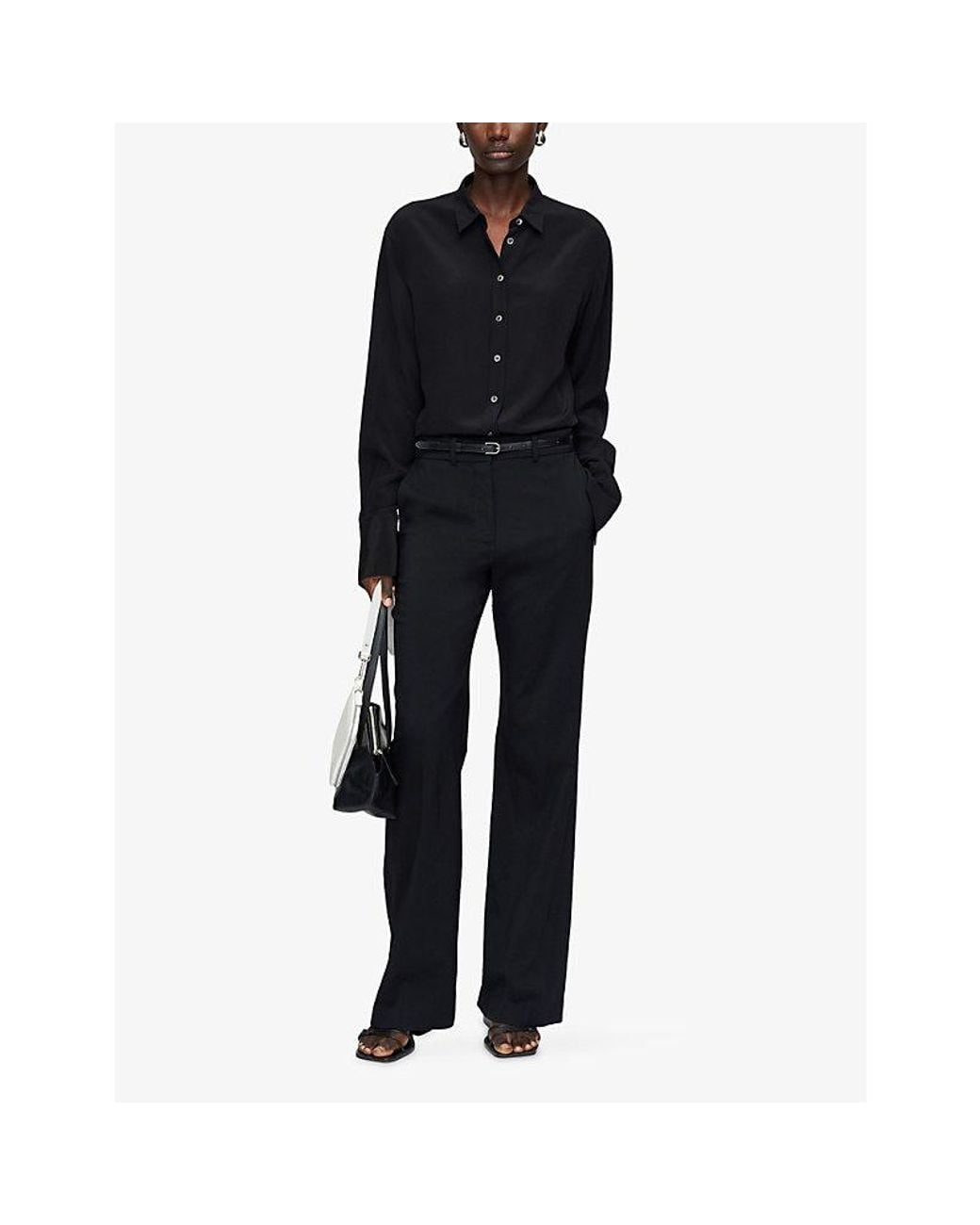 Joseph Gray Morissey Flared-Leg Mid-Rise Stretch-Wool Trousers