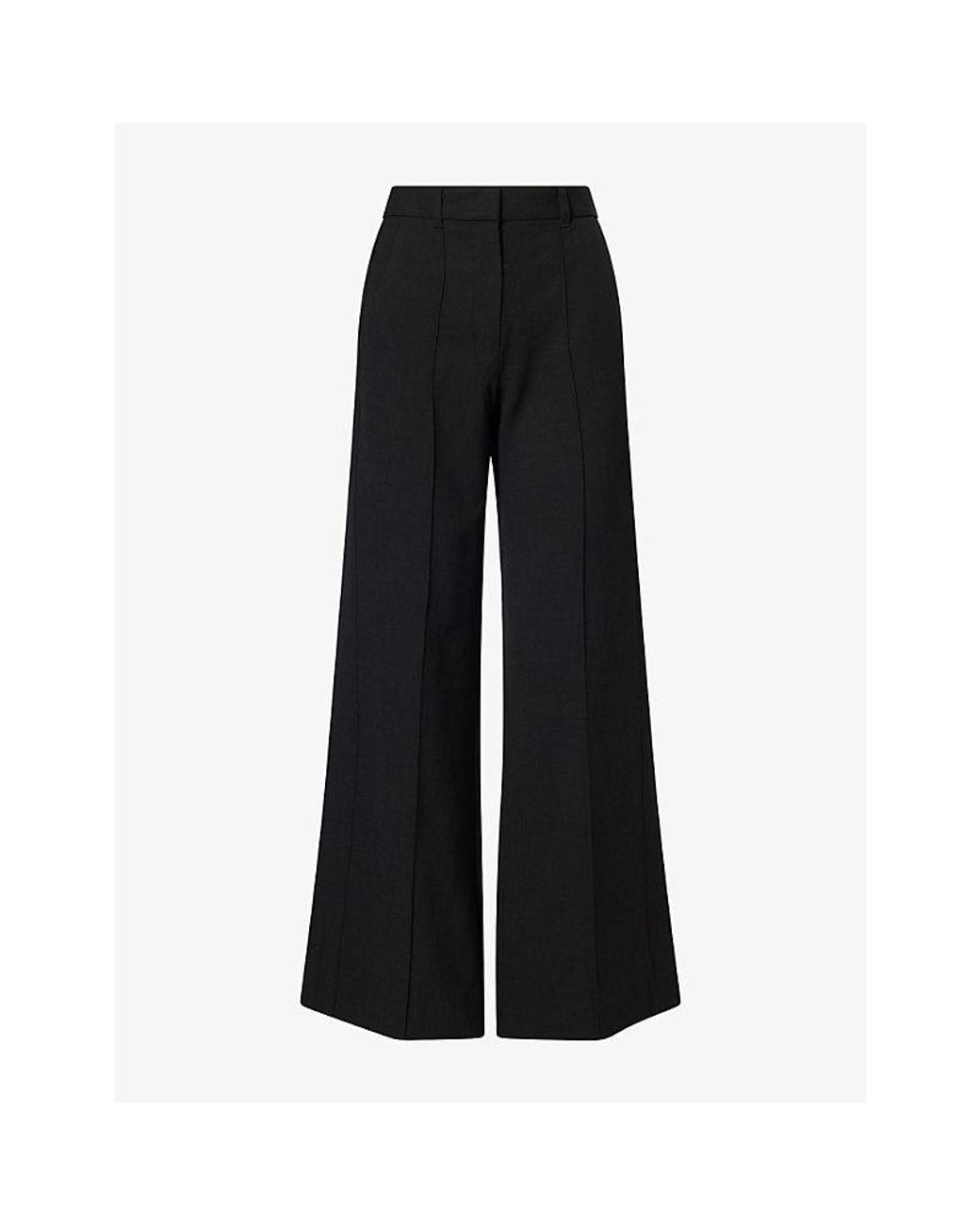 ME+EM Black Tailored-Fit Flared Woven Trousers