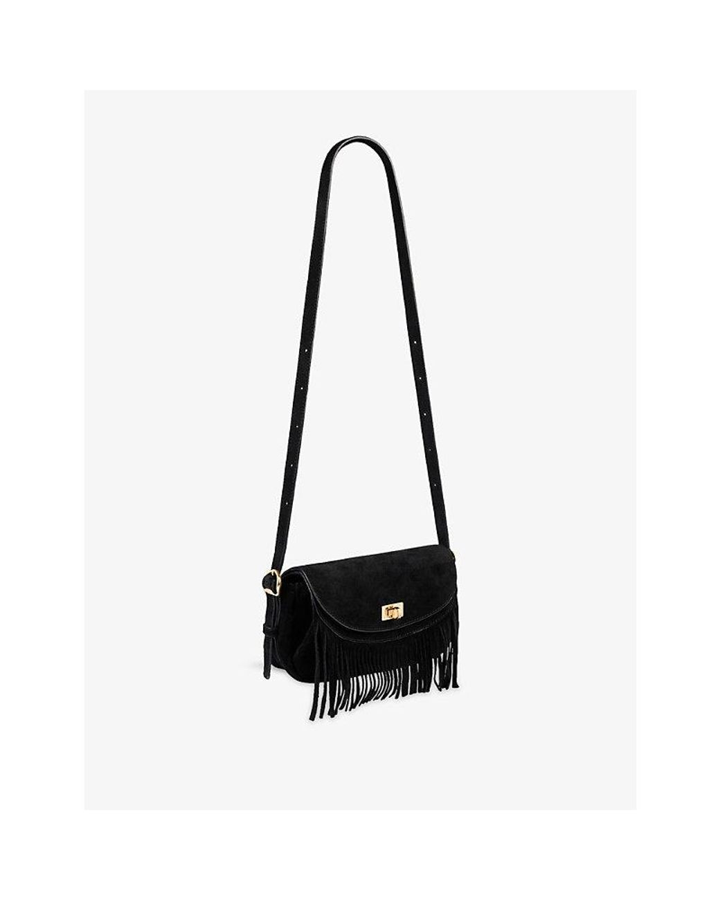 Sandro Black Mini Mambo Suede Cross-Body Bag