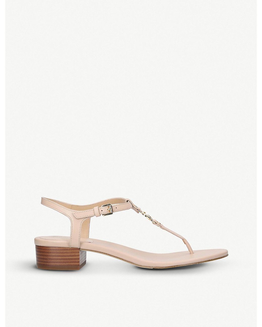 MICHAEL Michael Kors Cayla Mid Leather Sandals in Natural | Lyst