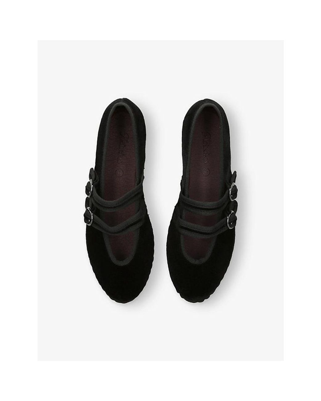 Flabelus Black Claire Velvet Mary-Jane Flats